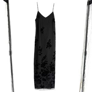 Vintage 90s Y2k Maxi Dress Gown 6 Burnout Floral Velvet Fairy Whimsigoth V Neck